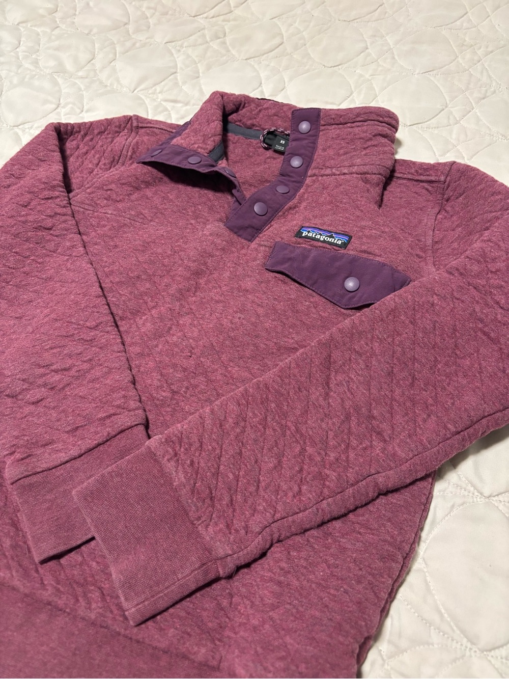 Patagonia Quilted Snap Pullover in Deep Berry Plum